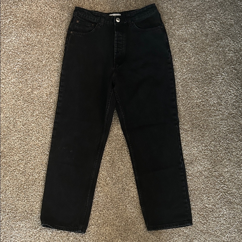 Zara Charcoal High Waisted Straight leg Jeans